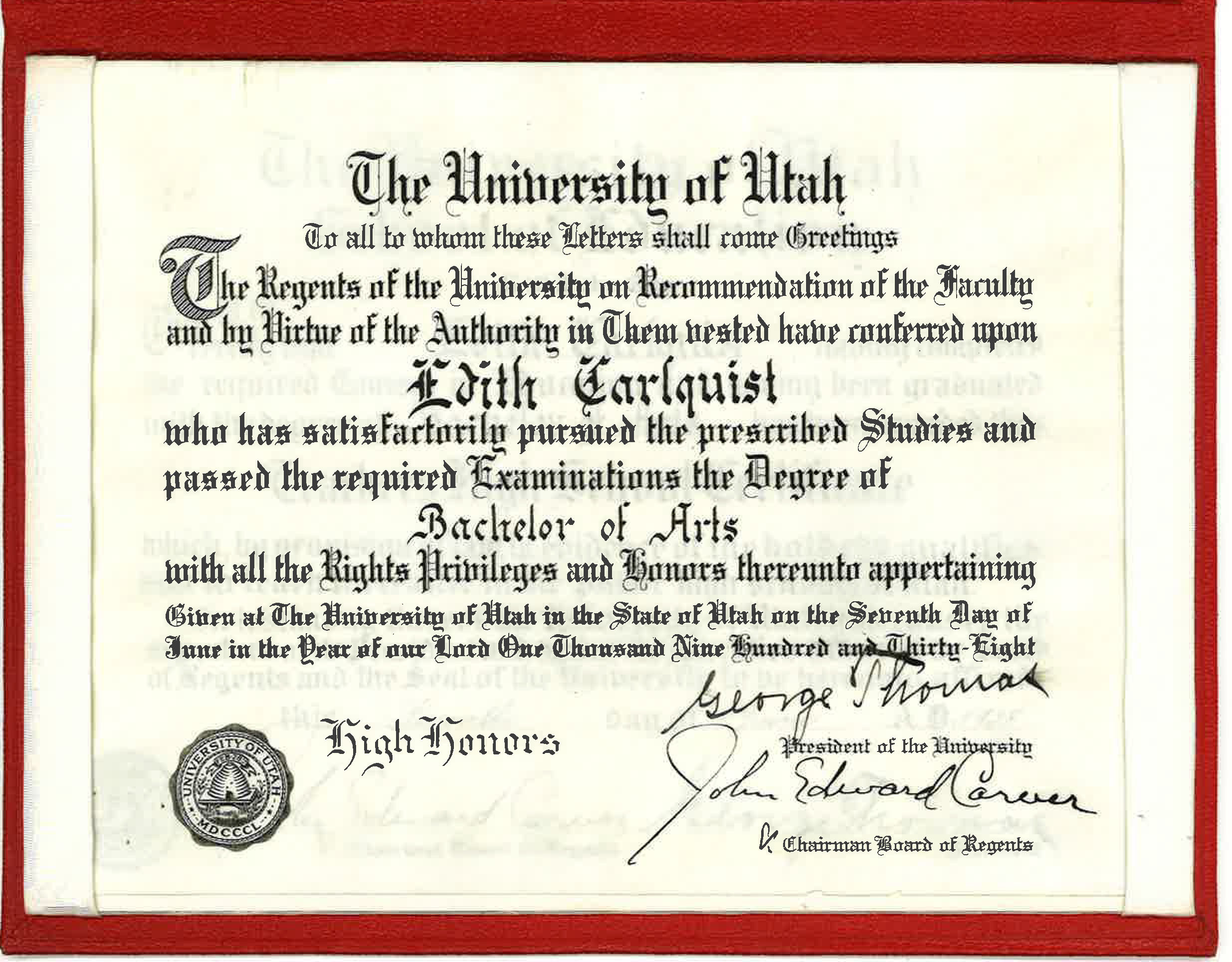 Edith Reed Diploma
