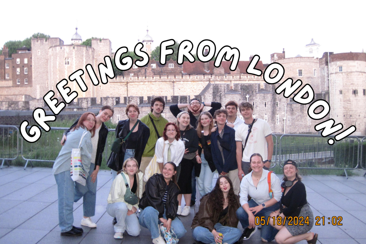 Students pose together in London