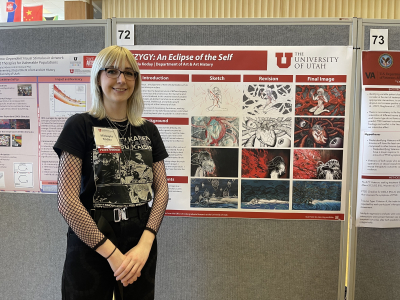 Mickayla Koday presents "SYZYGY: An Eclipse of the Self" at the Undergraduate Research Symposium 2024