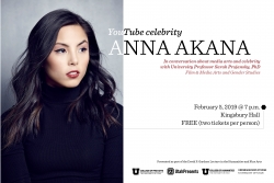 YouTube celebrity, Anna Akana, to talk media arts and celebrity with University Professor, Sarah Projansky on Feb. 5